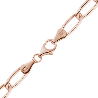 Finished Elongated Curb Necklace in Sterling Silver 18K Pink Gold Finish  (5.80 mm - 11.70 mm)