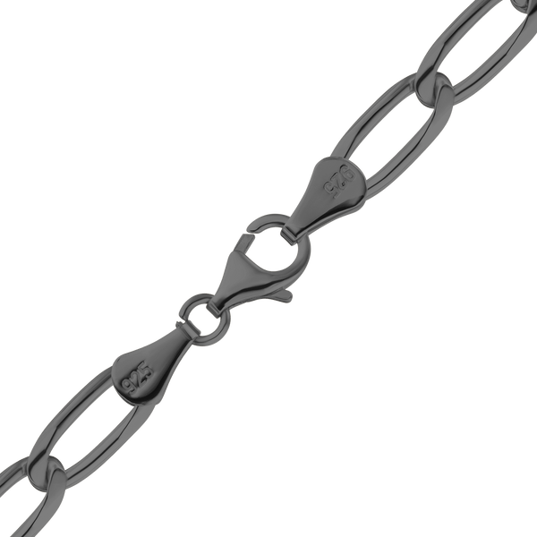 Finished Elongated Curb Necklace in Sterling Silver Black Rhodium (5.80 mm - 11.70 mm)