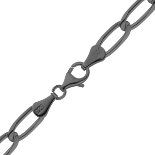 Finished Elongated Curb Necklace in Sterling Silver Black Rhodium (5.80 mm - 11.70 mm)