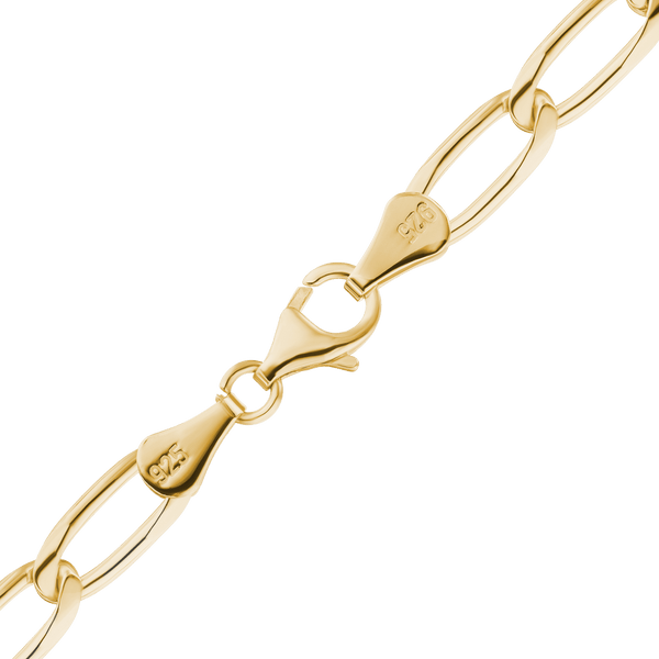 Finished Elongated Curb Necklace in Sterling Silver 18K Yellow Gold Finish (5.80 mm - 11.70 mm)