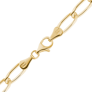 Finished Elongated Curb Anklet in Sterling Silver 18K Yellow Gold Finish (5.80 mm - 11.70 mm)