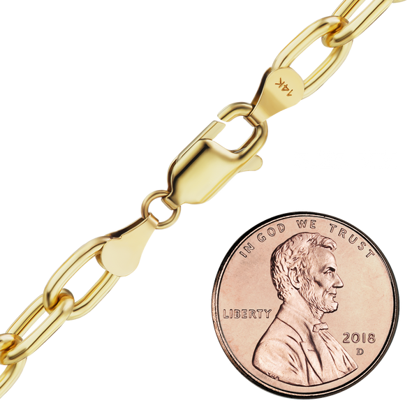 Finished Elongated Semi-Solid Cable Anklet in 14K Yellow Gold (1.00 mm - 5.80 mm)