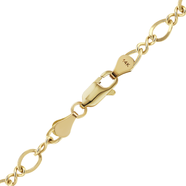 Finished Figure Eight Anklet in 14K Yellow Gold (2.30 mm - 3.70 mm)