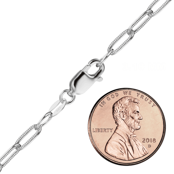 Finished Flat Textured Cable Necklace in Sterling Silver (3.10 mm)