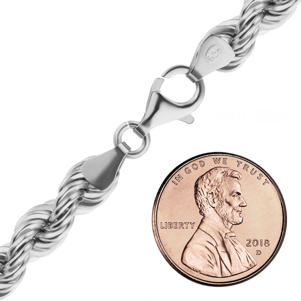 Finished Handmade Solid Rope Bracelet in Sterling Silver (2.50 mm - 10.60 mm)