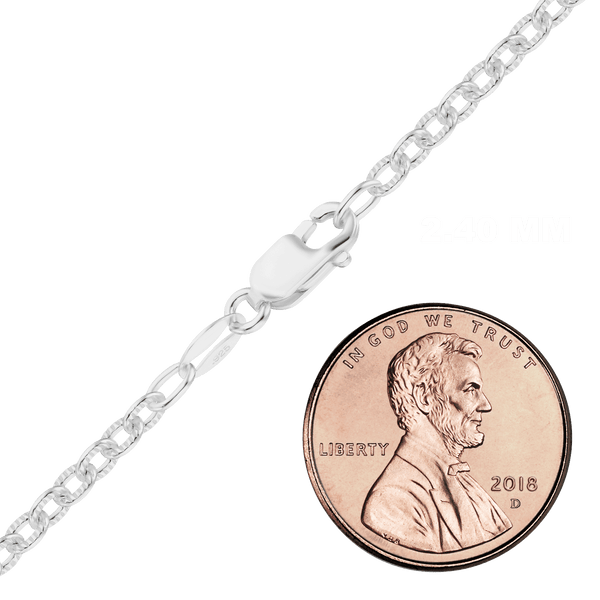 Finished Elongated Textured Cable Necklace in Sterling Silver (2.40 mm - 7.50 mm)