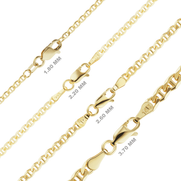 Finished Mariner Curb Necklace in 18K Yellow Gold (2.60 mm - 3.70 mm)