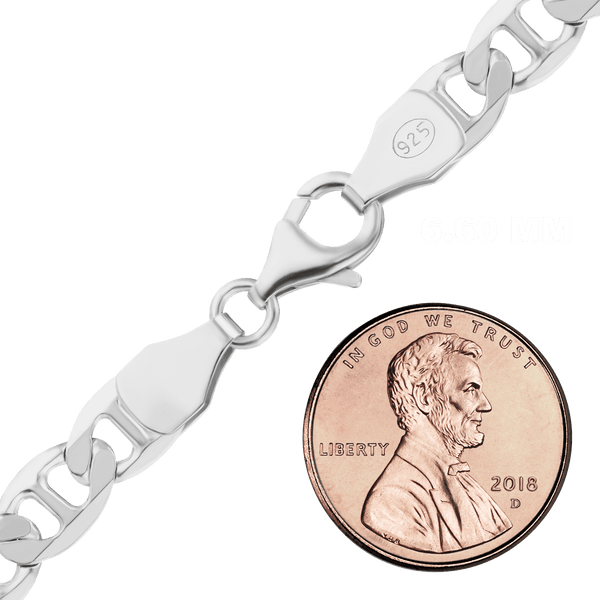 Finished Mariner Curb Anklet in Sterling Silver (3.50 mm - 7.80 mm)