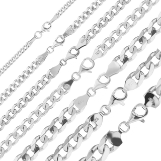 Finished Classic Curb Bracelet in Sterling Silver (3.00 mm - 11.00 mm)