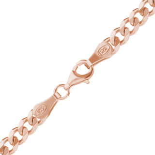 Finished Classic Curb Bracelet in Sterling Silver 18K Pink Gold Finish (3.00 mm - 11.00 mm)