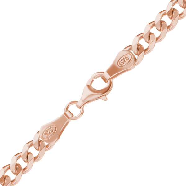 Finished Classic Curb Necklace in Sterling Silver 18K Pink Gold Finish (1.50 mm - 10.30 mm)