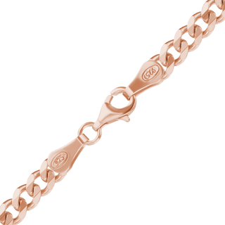 Finished Classic Curb Bracelet in Sterling Silver 18K Pink Gold Finish (3.00 mm - 10.30 mm)