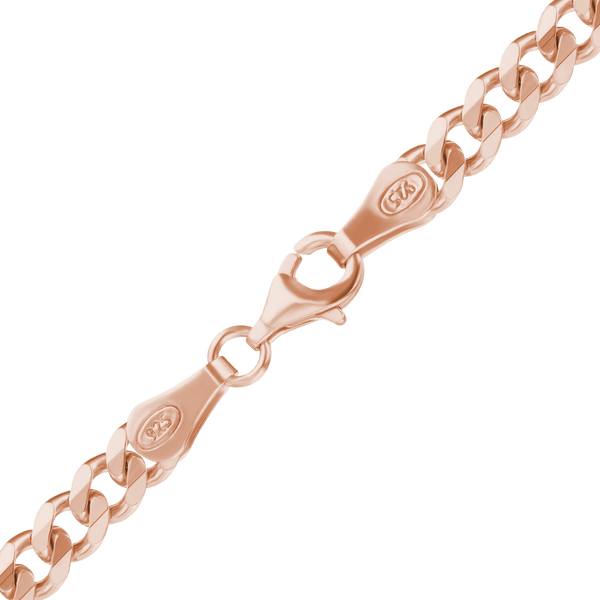 Finished Classic Curb Necklace in Sterling Silver 18K Pink Gold Finish (1.50 mm - 11.00 mm)