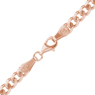 Finished Medium Flat Curb Anklet in Sterling Silver 18K Pink Gold Finish (3.00 mm - 10.30 mm)