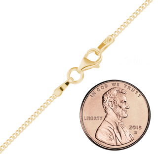 Finished Classic Curb Necklace in Sterling Silver 18K Yellow Gold Finish (1.50 mm - 11.00 mm)