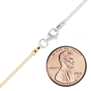 Finished Classic Curb Necklace in Sterling Silver 18K Yellow Gold Two Tone Finish (1.50 mm - 11.00 mm)