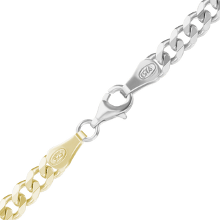 Finished Classic Curb Necklace in Sterling Silver 18K Yellow Gold Two Tone Finish (1.50 mm - 11.00 mm)