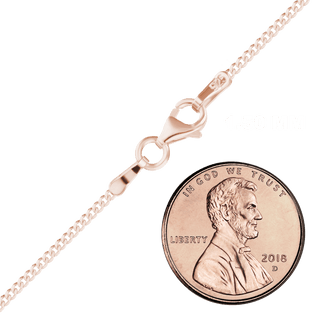 Finished Classic Curb Necklace in Sterling Silver 18K Pink Gold Finish (1.50 mm - 11.00 mm)