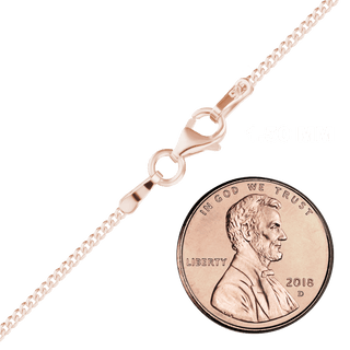 Finished Classic Curb Necklace in Sterling Silver 18K Pink Gold Finish (1.50 mm - 11.00 mm)