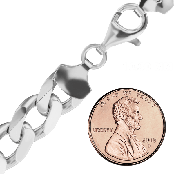 Finished Classic Curb Bracelet in Sterling Silver (3.00 mm - 11.00 mm)