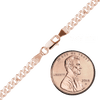 Finished Medium Flat Curb Anklet in Sterling Silver 18K Pink Gold Finish (3.00 mm - 10.30 mm)