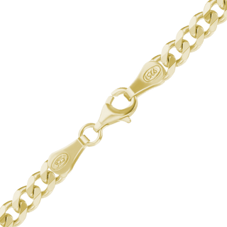 Finished Medium Flat Curb Anklet in Sterling Silver 18K Yellow Gold Finish (3.00 mm - 11.00 mm)