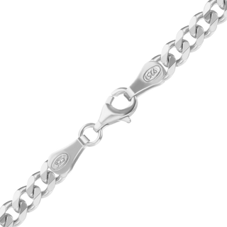 Finished Medium Flat Curb Anklet in Sterling Silver (3.00 mm - 11.00 mm)