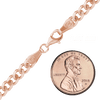 Finished Medium Flat Curb Anklet in Sterling Silver 18K Pink Gold Finish (3.00 mm - 10.30 mm)