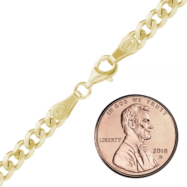 Finished Classic Curb Bracelet in Sterling Silver 18K Yellow Gold Finish (3.00 mm - 11.00 mm)