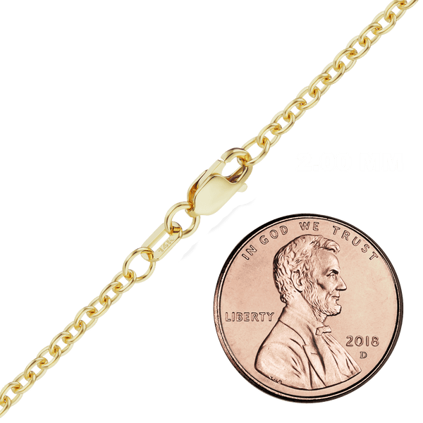 Finished Medium Round Cable Necklace in 18K Yellow Gold (1.35 mm - 3.25 mm)