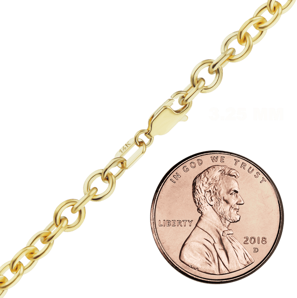 Finished Medium Round Cable Necklace in 14K Yellow Gold (1.05 mm - 4.05 mm)