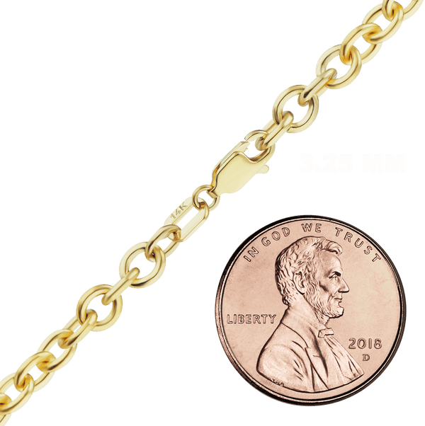 Finished Medium Round Cable Necklace in 18K Yellow Gold (1.35 mm - 3.25 mm)