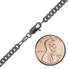 Finished Medium Round Curb Bracelet in Sterling Silver Black Rhodium Finish (3.50 mm - 4.90 mm)
