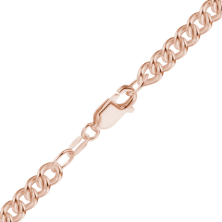 Finished Medium Round Curb Bracelet in Sterling Silver 18K Pink Gold Finish (3.50 mm - 4.90 mm)