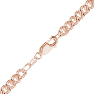 Finished Medium Round Curb Necklace in Sterling Silver 18K Pink Gold Finish (3.50 mm - 4.90 mm)