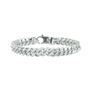 Finished Men's Cuban Curb Bracelet in Sterling Silver Rhodium Finish (7.30 mm - 20.00 mm)
