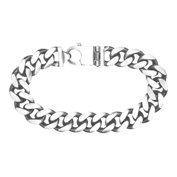 Finished Men's Cuban Curb Bracelet in Sterling Silver Rhodium Finish (7.30 mm - 20.00 mm)