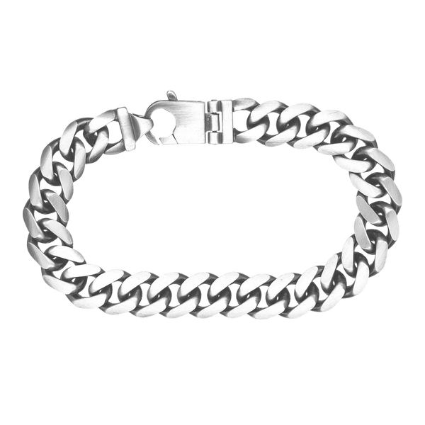 Finished Men's Cuban Curb Bracelet in Sterling Silver Rhodium Finish (7.30 mm - 20.00 mm)