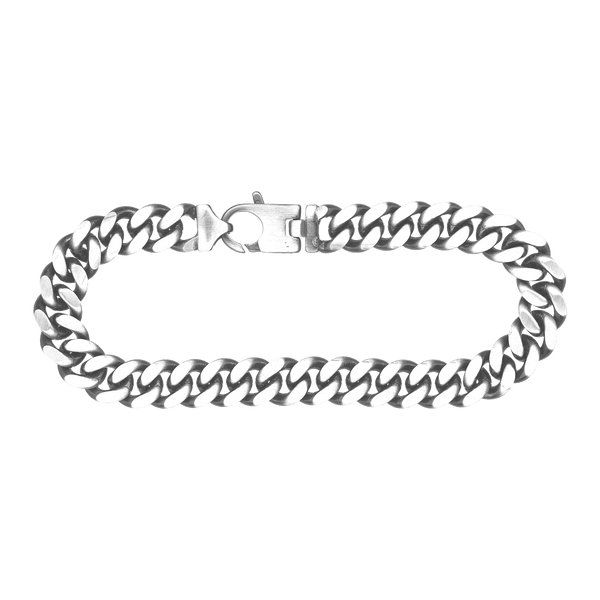 Finished Men's Cuban Curb Bracelet in Sterling Silver Rhodium Finish (7.30 mm - 20.00 mm)