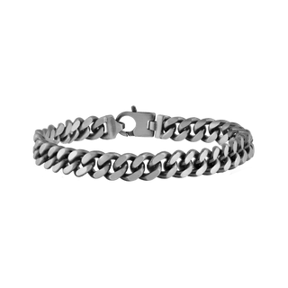 Finished Sterling Silver Men's Cuban Curb Bracelet with Black Ruthenium Finish (9.00 mm - 13.00 mm)