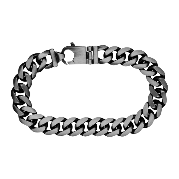 Finished Sterling Silver Men's Cuban Curb Bracelet with Black Ruthenium Finish (9.00 mm - 13.00 mm)