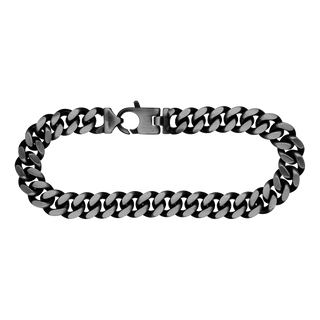 Finished Sterling Silver Men's Cuban Curb Bracelet with Black Ruthenium Finish (9.00 mm - 13.00 mm)