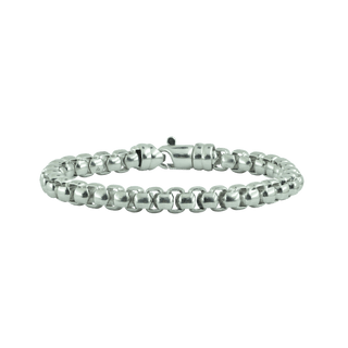 Finished Men's Box Bracelet in Sterling Silver Rhodium Finish (7.50 mm)