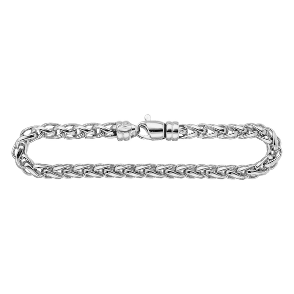 Finished Men's Classic Wheat Bracelet in Sterling Silver Rhodium Finish (4.00 mm - 9.20 mm)