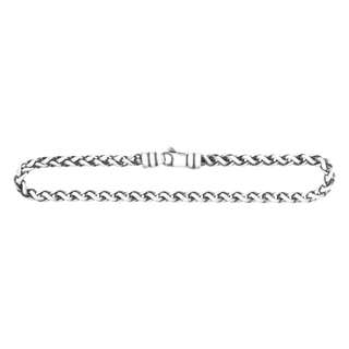 Finished Men's Classic Wheat Bracelet in Sterling Silver Rhodium Finish (4.00 mm - 9.20 mm)
