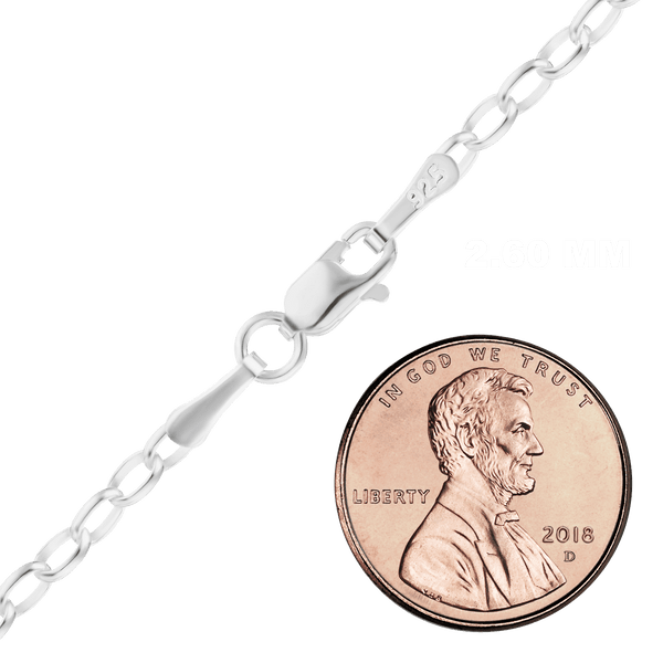 Finished Oval Rolo Bracelet in Sterling Silver (2.60 mm - 5.00 mm)