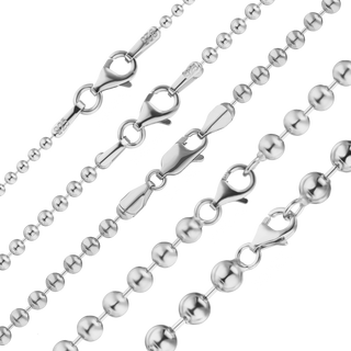 Finished Round Bead Anklet in Sterling Silver (1.00 mm - 5.00 mm)