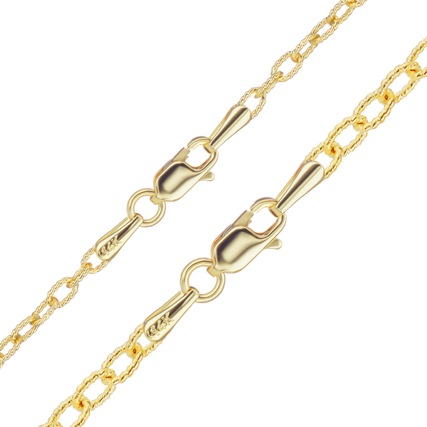 Finished Textured Cable Anklet in 14K Yellow Gold (1.90 mm - 3.35 mm)