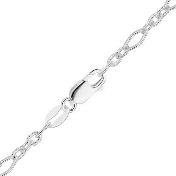 Finished Textured Fancy Cable Anklet in Sterling Silver (3.60 mm)