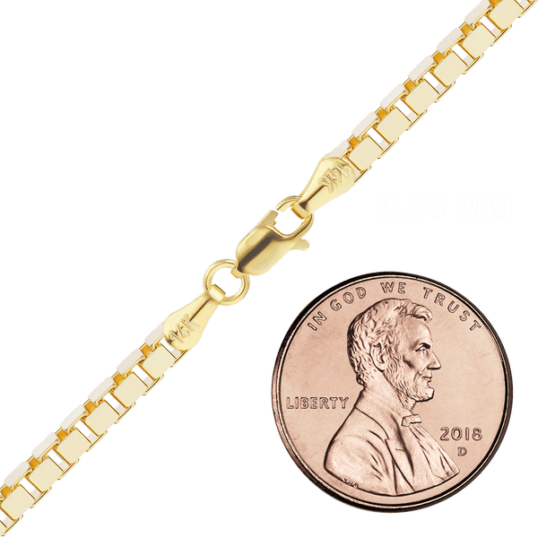 Finished Venetian Box Bracelet in 14K Yellow Gold (0.80 mm - 3.30 mm)